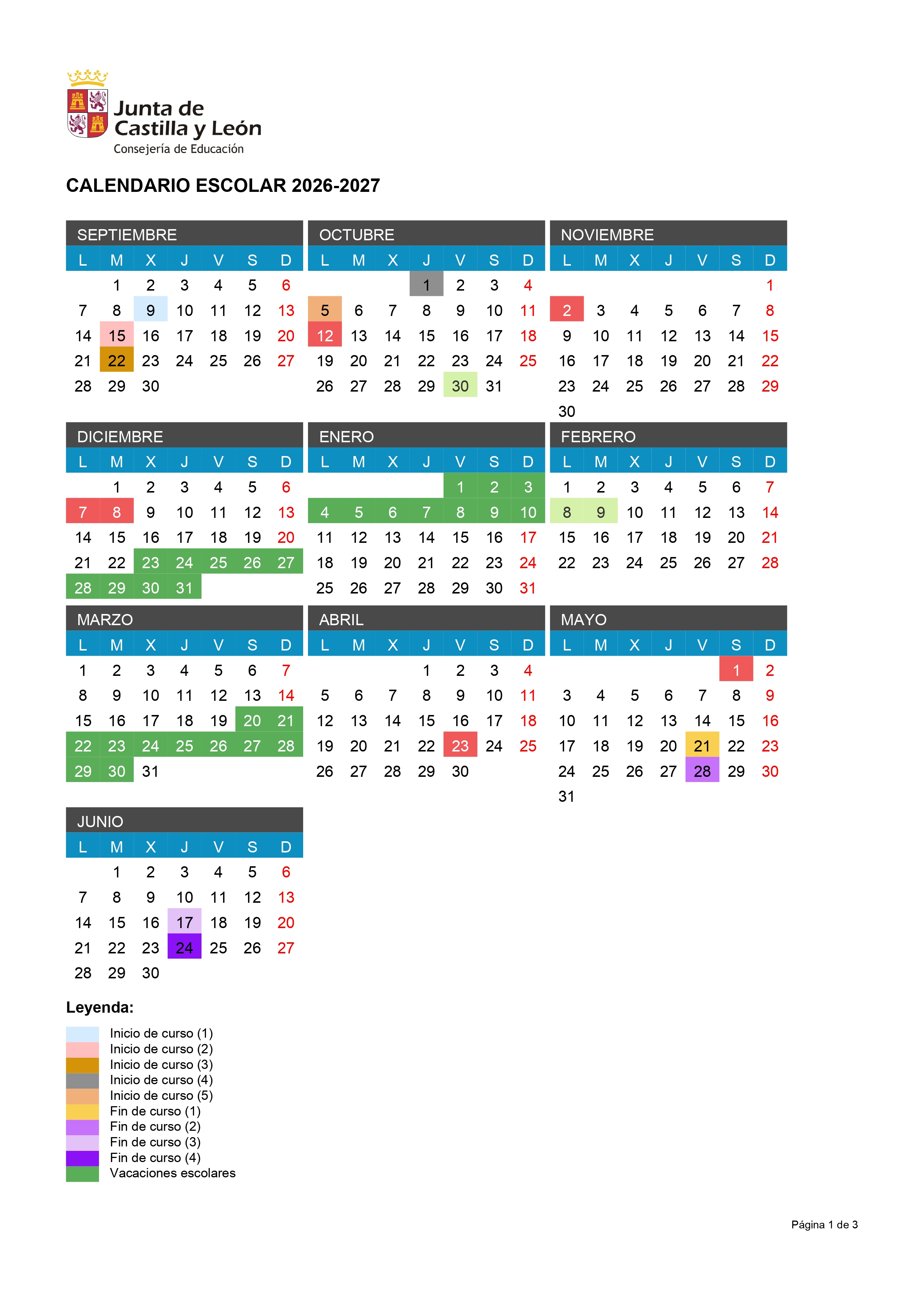 CALENDARIO ESCOLAR 26-27 1