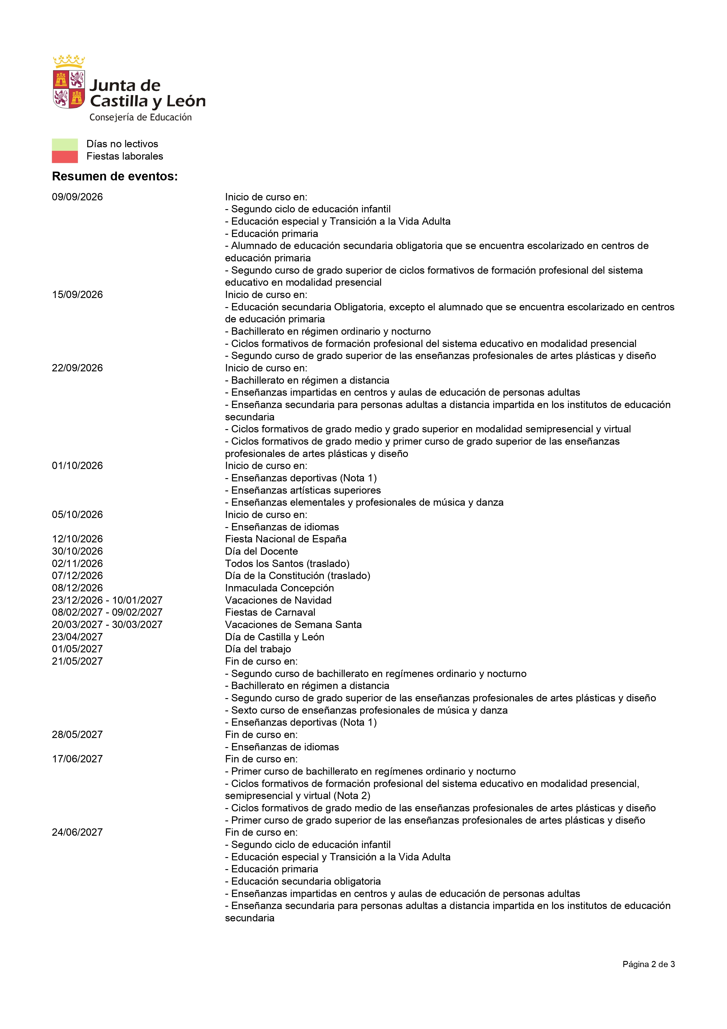 CALENDARIO ESCOLAR 26-27 2